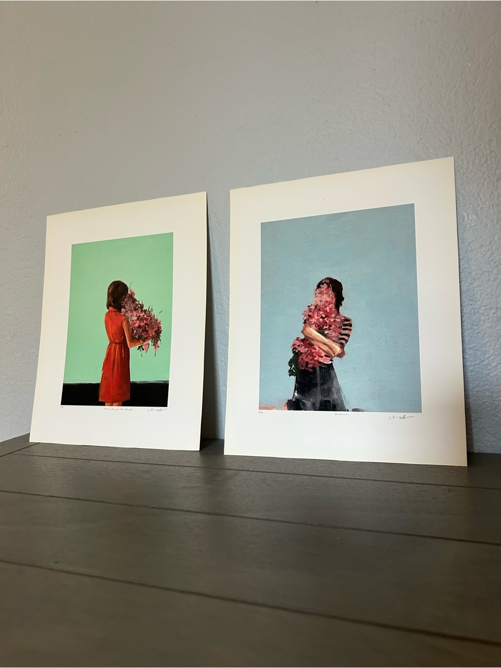 Floral Portrait Art Prints Set of 2 8”x10” clare elsaesser signed